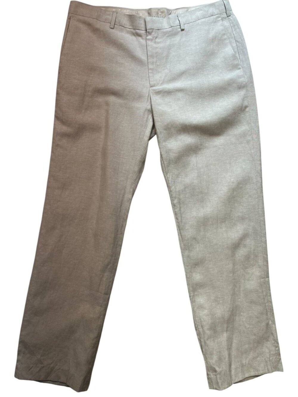 Cubavera Men's Linen Dress Pants Flat Front Size 38x32 Beige Solid Pockets